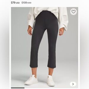 Lululemon Ribbed Softstreme Zip-Leg High Rise Flared Cropped Pant 25" Black, 8